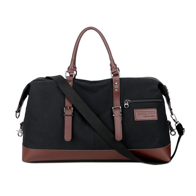 Canvas Leather Men Travel Bags Carry on Luggage Bags Men Duffel Bags Handbag Travel Tote Large Weekend Overnight Waterproof 1468