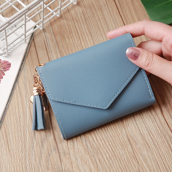 Short Wallet Women Wallets Cute Love Tassel Fashion Hasp Coin Purse Card Holder Female Clutch Money Bag PU Leather Lady Purses