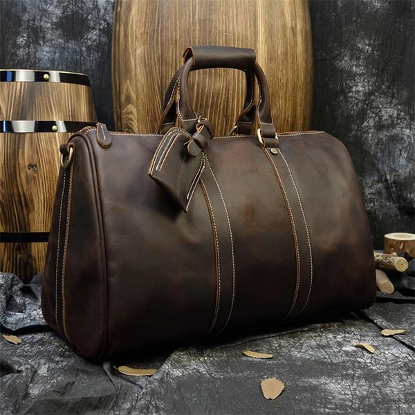 Extra large crazy horse genuine leather travel bag men big capacity Real leather shoulder weekend luggage bag handbag for man