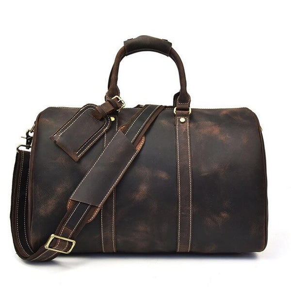 Extra large crazy horse genuine leather travel bag men big capacity Real leather shoulder weekend luggage bag handbag for man