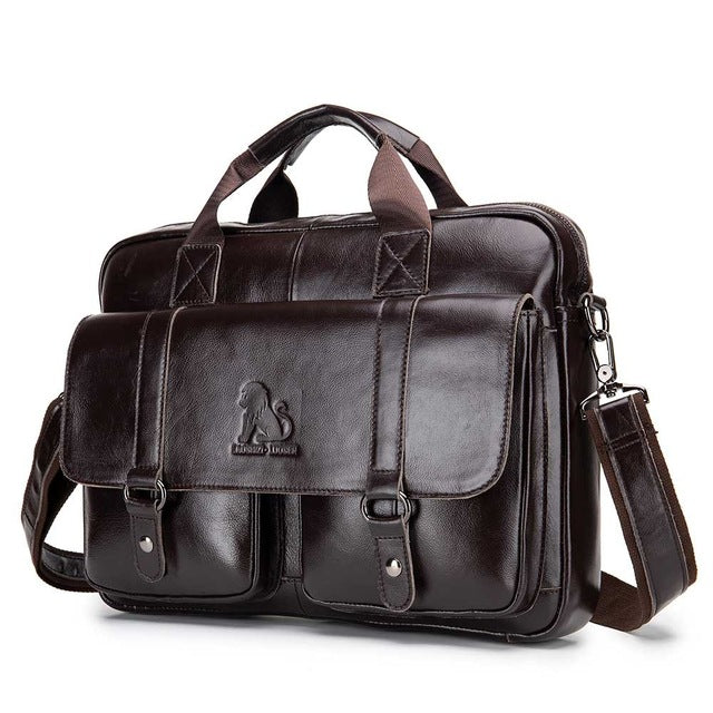 Business Messenger Bag Genuine Leather Men Shoulder Bag Vintage Male Casual Totes Handbag Cowhide Crossbody Bag Men