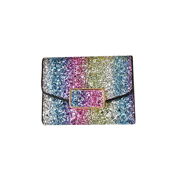 Designer womens glitter sequins bags ladies leather wallets card holder clutch mini purses and handbags short wallet for female