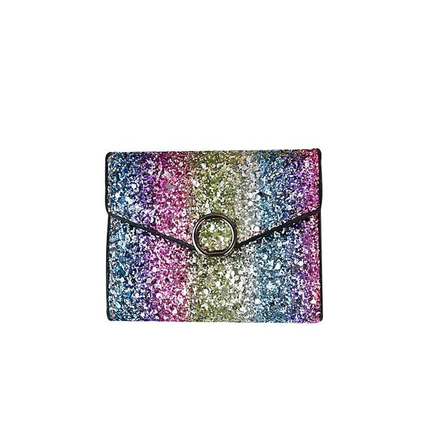 Designer womens glitter sequins bags ladies leather wallets card holder clutch mini purses and handbags short wallet for female