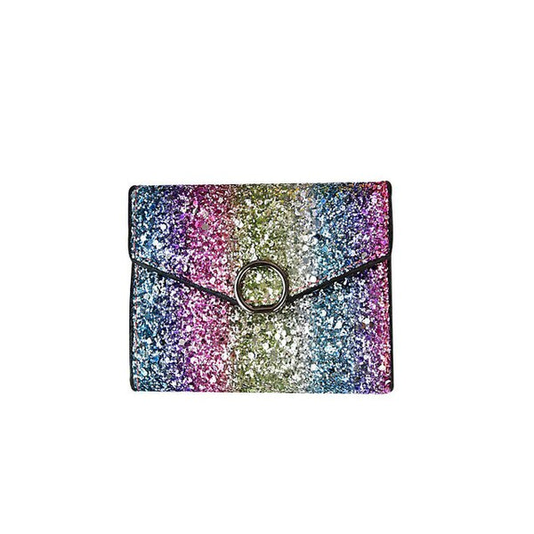 Designer womens glitter sequins bags ladies leather wallets card holder clutch mini purses and handbags short wallet for female