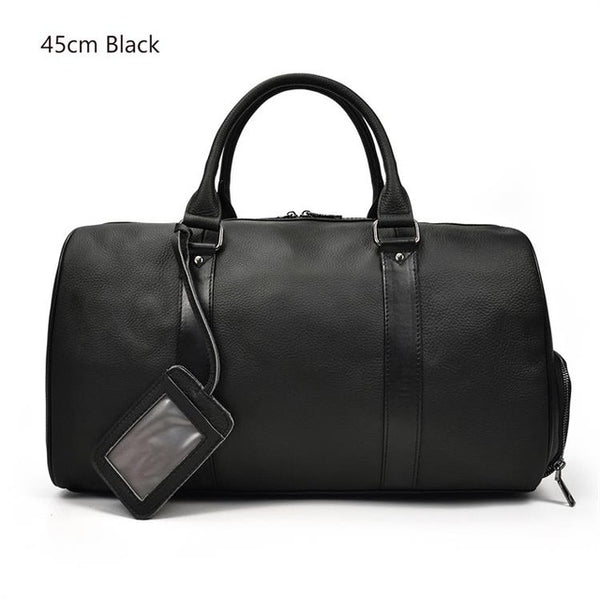 Men Travel Bag Soft Genuine Leather Big Travel Duffel Overnight Large Capacity Black Carry On Luggage Weekend Bags male Handbag