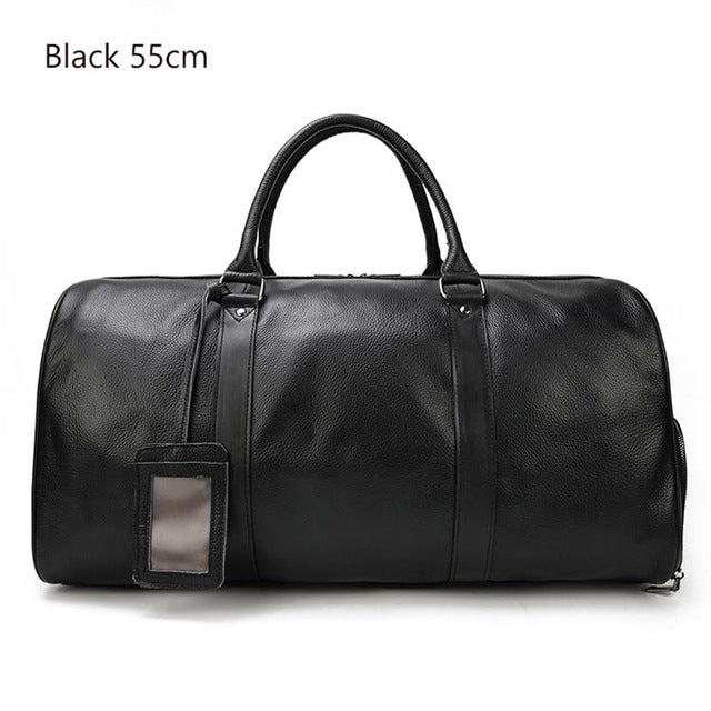 Men Travel Bag Soft Genuine Leather Big Travel Duffel Overnight Large Capacity Black Carry On Luggage Weekend Bags male Handbag