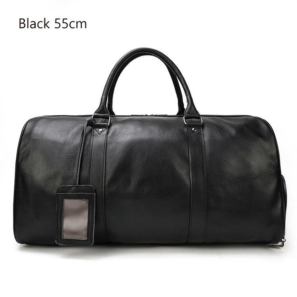Men Travel Bag Soft Genuine Leather Big Travel Duffel Overnight Large Capacity Black Carry On Luggage Weekend Bags male Handbag