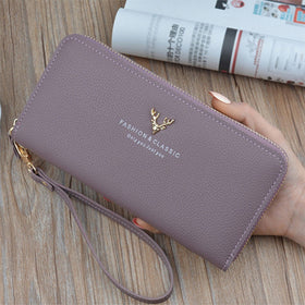 Wallet Women 2019 Quality Female Purse Female Wallet PU Leather Long Purse Black/pink/blue/green/gray Famous Brand Designer