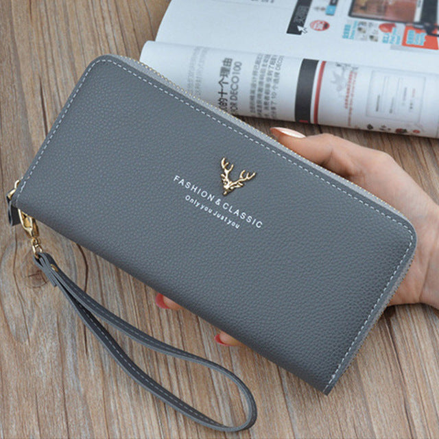Wallet Women 2019 Quality Female Purse Female Wallet PU Leather Long Purse Black/pink/blue/green/gray Famous Brand Designer
