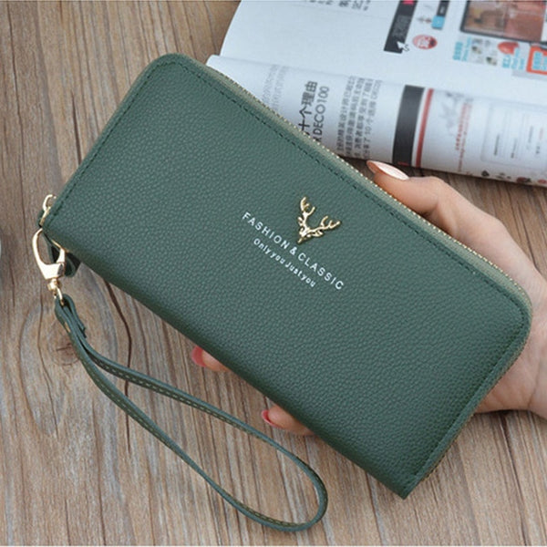 Wallet Women 2019 Quality Female Purse Female Wallet PU Leather Long Purse Black/pink/blue/green/gray Famous Brand Designer