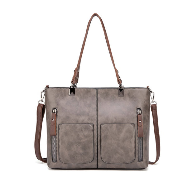 Retro PU Leather Women Shoulder Bag Female Causal Totes for Daily Shopping Handbag