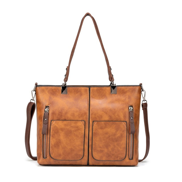Retro PU Leather Women Shoulder Bag Female Causal Totes for Daily Shopping Handbag
