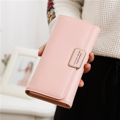 NEW Women's Wallet Ladies Leather Purses Hasp Clutch Long Zipper Phone Holder 2019 Female Wallets Coin Pocket Card Money HC132