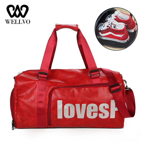 Men PU Leather Travel Bags Women's Handbag Big Tote Hand Luggage Shoulder Bag Luxury Belt Duffle Training Weekend Bag XA771WB