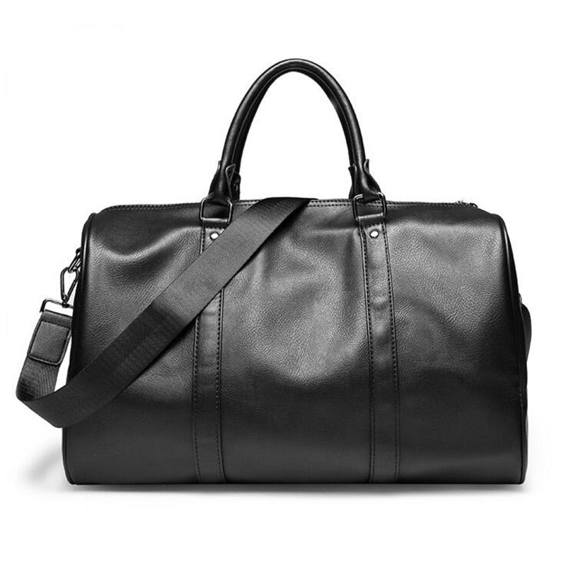 Men's PU Leather  Sport Gym Bag  Men Carry On GYM Duffle Bag Weekend Bag Big Tote Handbag
