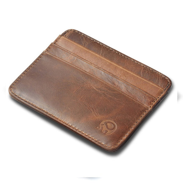 New Arrival Mini Wallets 12 Colours Ultra-thin Card Holder Mens Business Small Genuine Leather Purse Leather Card Case 6 Slots