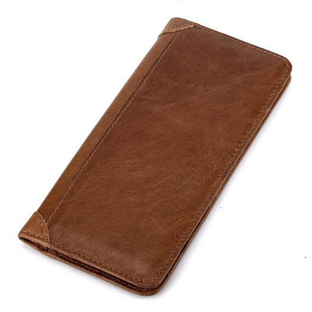 Genuine Leather  Purse Real Cowhide Men Bifold Purse Long Designer Cash Coin Pocket Card Holder Clutch Bag Vintage Male Wallet