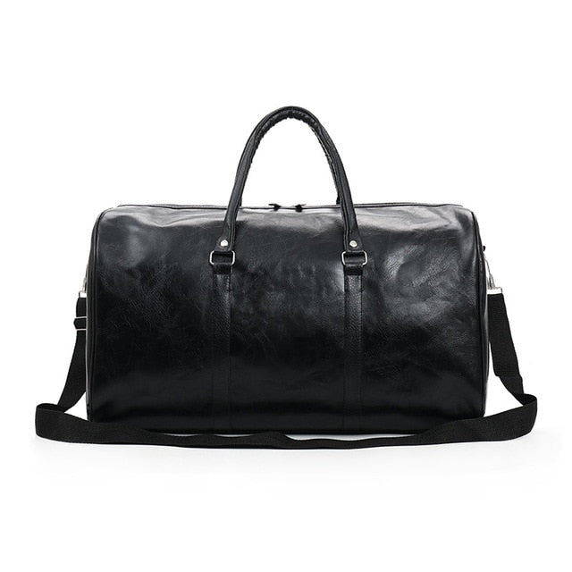 Free Shipping Popular Design PU Leather Weekend Duffel Bag Portable Highcapacity Men's Leisure Business Travel Bag Black Handbag