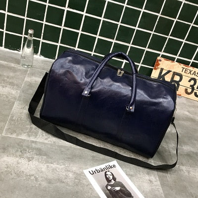 Free Shipping Popular Design PU Leather Weekend Duffel Bag Portable Highcapacity Men's Leisure Business Travel Bag Black Handbag