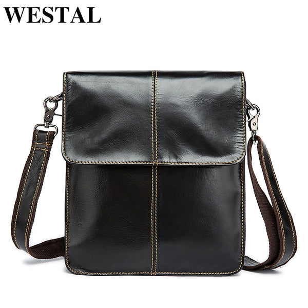 WESTAL Messenger Bag Men's Shoulder bags Genuine Leather Small flap male man Crossbody bag for Messenger men Leather bags 8821