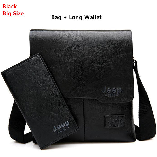 JEEP BULUO Man Messenger Bag 2 Set Men Pu Leather Shoulder Bags Business Crossbody Casual Bag Famous Brand ZH1505/8068