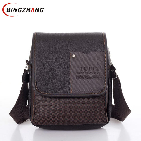 2019 vintage Men's bag shoulder crossbody bags for men messenger bag men leather Pu plaid small male handbags black L4-3333
