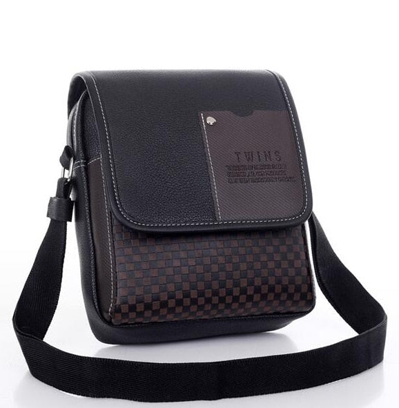 2019 vintage Men's bag shoulder crossbody bags for men messenger bag men leather Pu plaid small male handbags black L4-3333