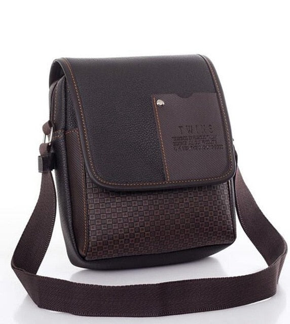 2019 vintage Men's bag shoulder crossbody bags for men messenger bag men leather Pu plaid small male handbags black L4-3333