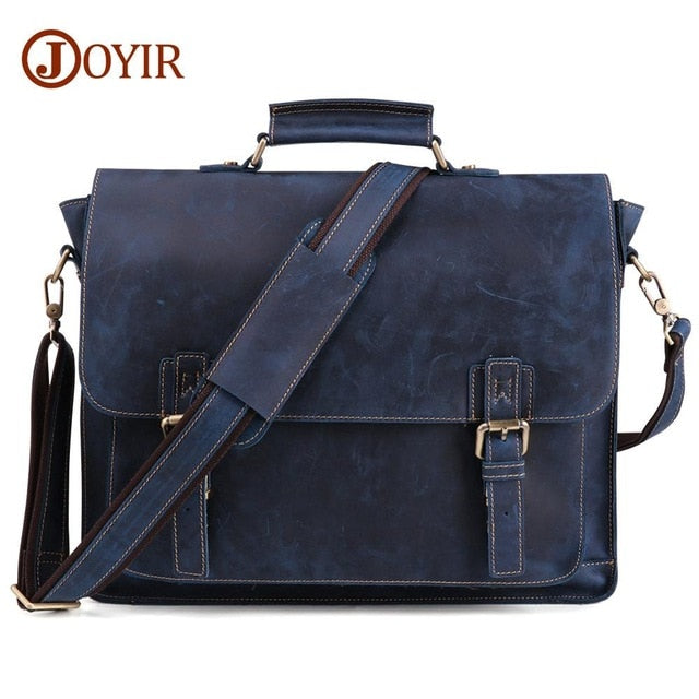 JOYIR 2019 Vintage Men's Genuine Leather Briefcase Crazy Horse Genuine Leather Messenger Male Laptop Bag Men Business Travel Bag