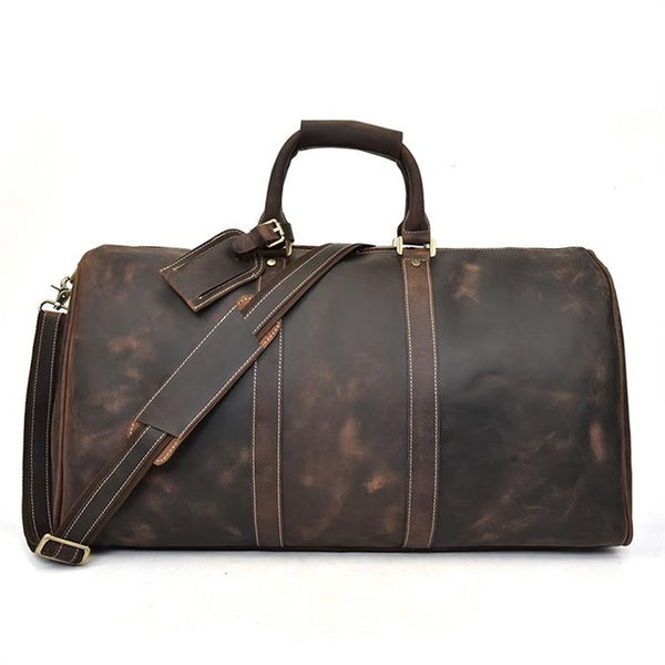 Extra large crazy horse genuine leather travel bag men big capacity Real leather shoulder weekend luggage bag handbag for man